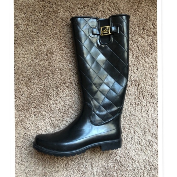 SPERRY TOP-SIDED BLACK RAIN TALL BOOTS LIKE NEW! 9 - Picture 2 of 7